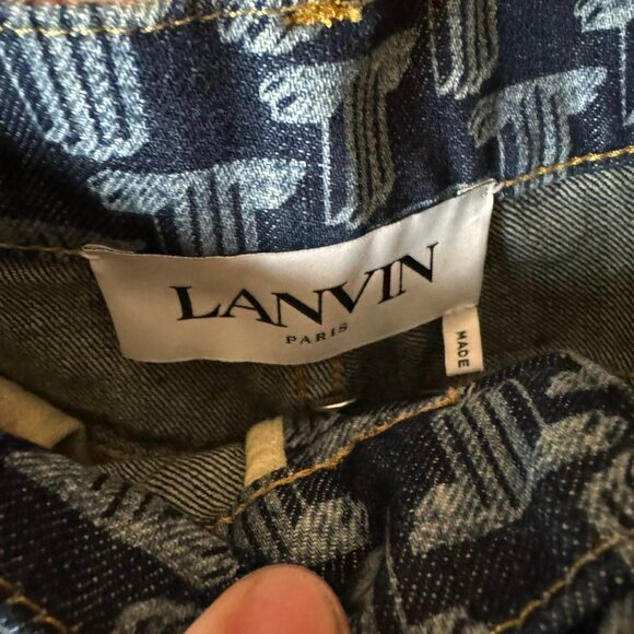 $1025 LANVIN All-Over Monogram DENIM JEANS (sz 34) - Picture 7 of 13